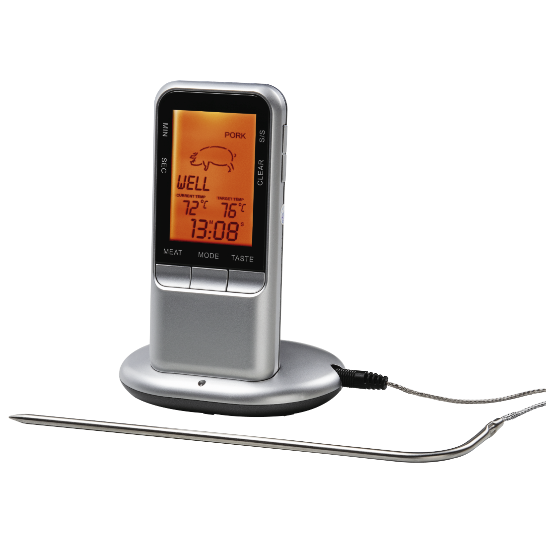 XAVAX 111382 Digital Meat Thermometer with Timer, wireless sensor