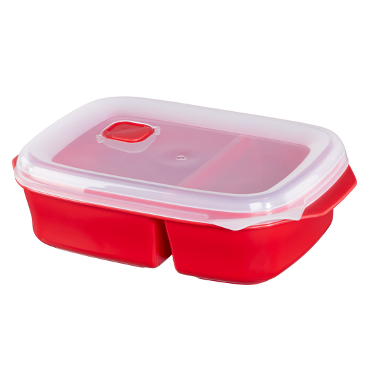 XAVAX 111465 Microwaveable container with 2 food compartments, 1.3 l, red