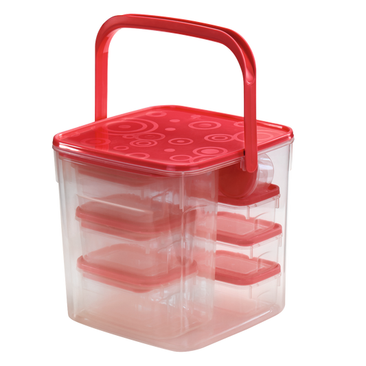 XAVAX 111468 Food Storage Box Set, 18 Pcs., red