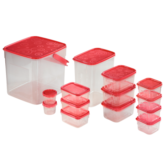 XAVAX 111468 Food Storage Box Set, 18 Pcs., red