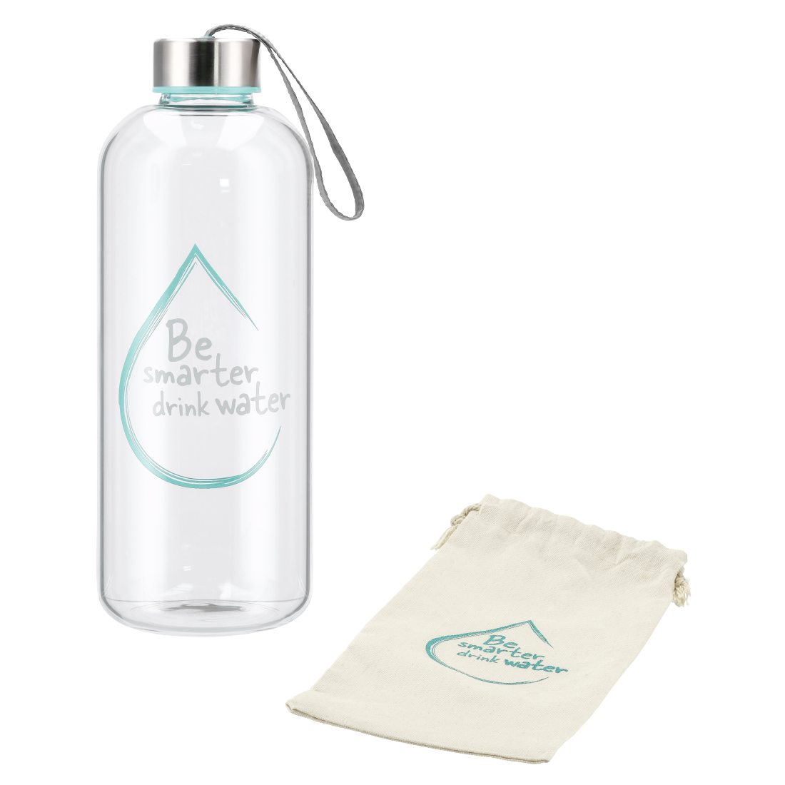 XAVAX 111471 "Water Power" Glass Drinking Bottle, 1 L, turquoise