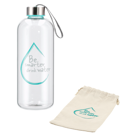 XAVAX 111471 "Water Power" Glass Drinking Bottle, 1 L, turquoise