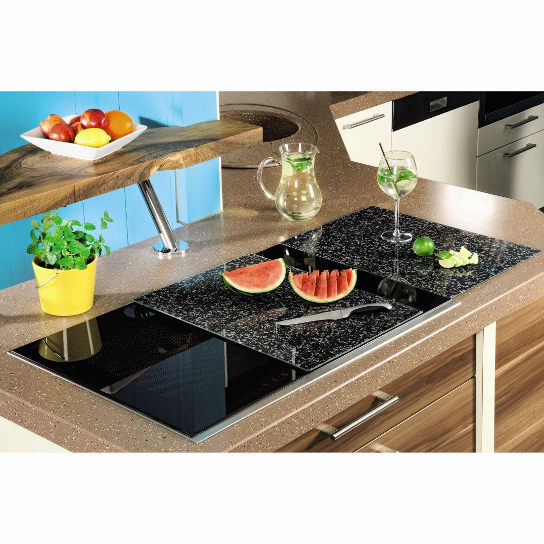 XAVAX 111515 Hob cover plate, pack of 2, "Granite" design, 52 cm x 38.5 cm