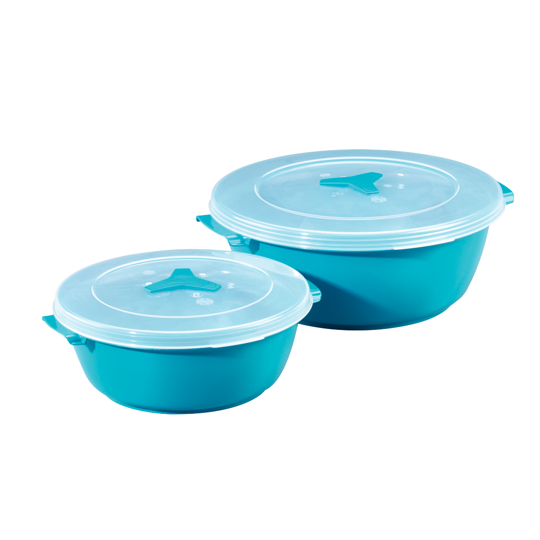 XAVAX 111525 "Round" Microwave / Freezer Container Set, 2 Pcs., turquoise / burgundy