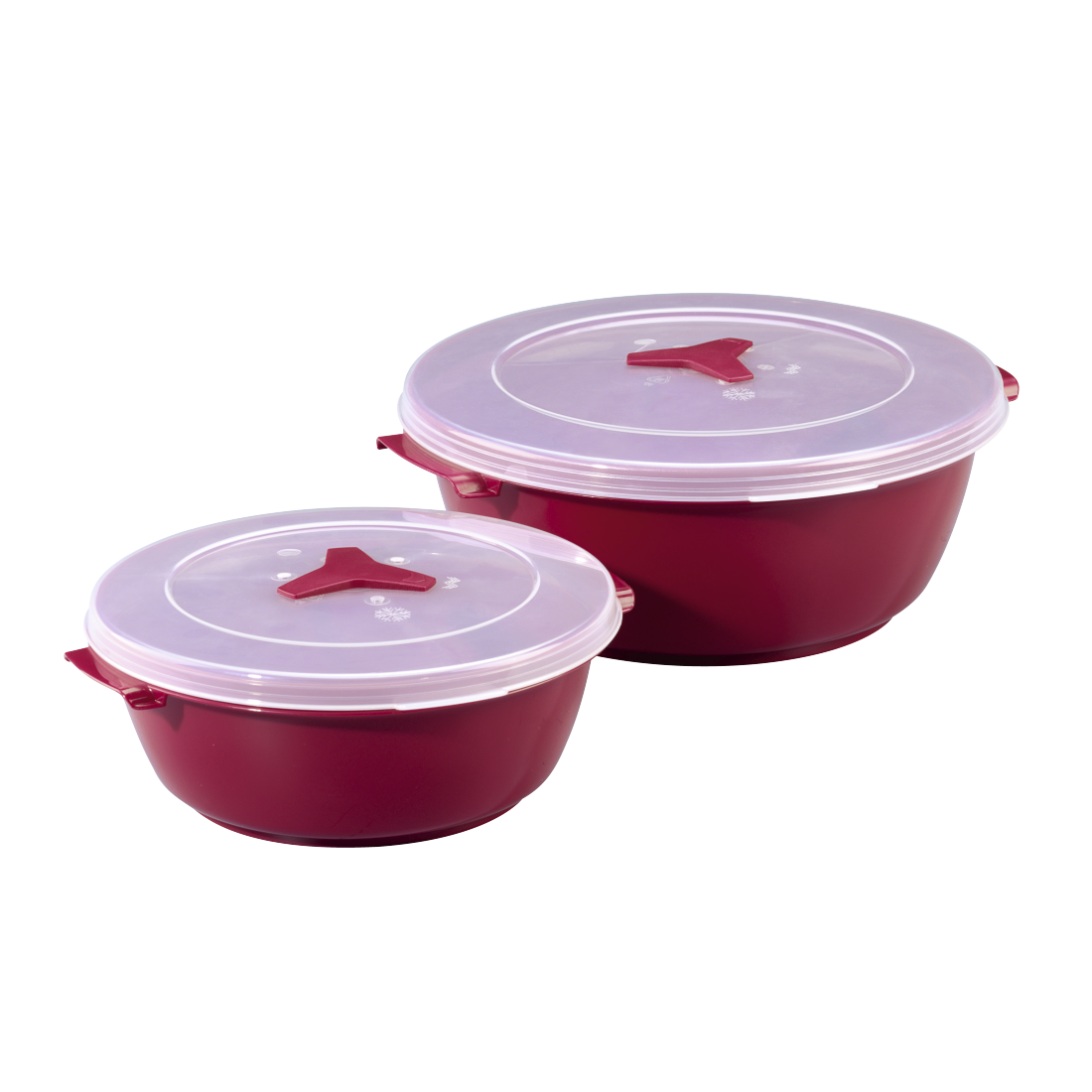 XAVAX 111525 "Round" Microwave / Freezer Container Set, 2 Pcs., turquoise / burgundy