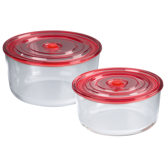 XAVAX 111530 Oven Dish/Food Storage Set made of Glass, 2 pcs., round, 1650 ml, 3050 ml