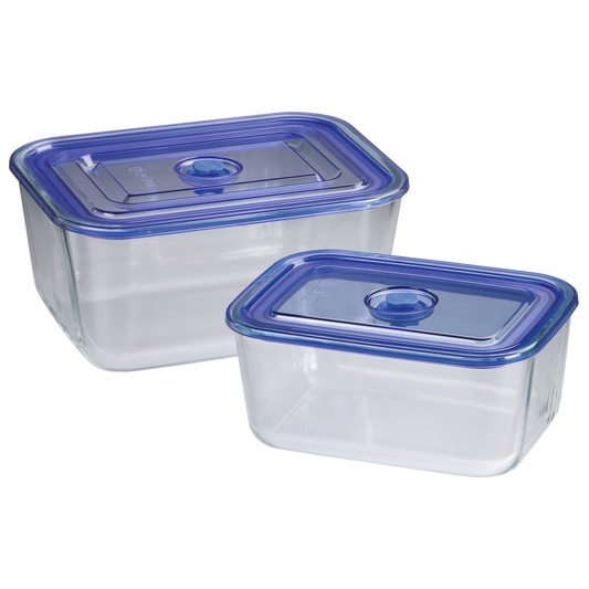 XAVAX 111531 Oven Dish/Food Storage Set made of Glass, 2 pcs., angular, 1500 ml, 3050 ml