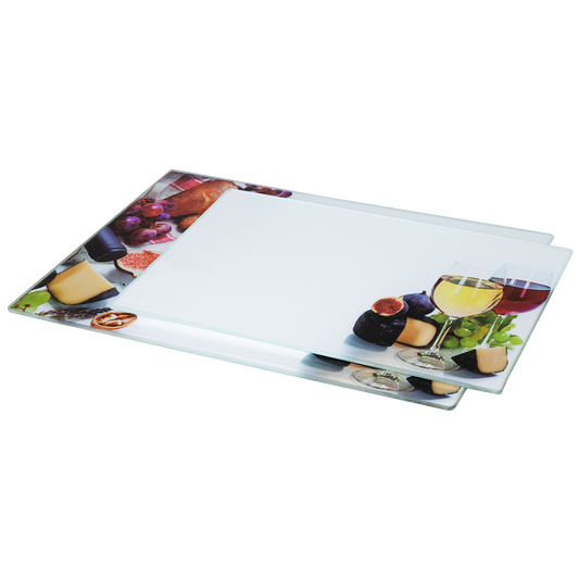 XAVAX 111537 Glass Cutting Plates, 2 pieces, "Wine" design, 30 x 20 cm, 35 x 25 cm