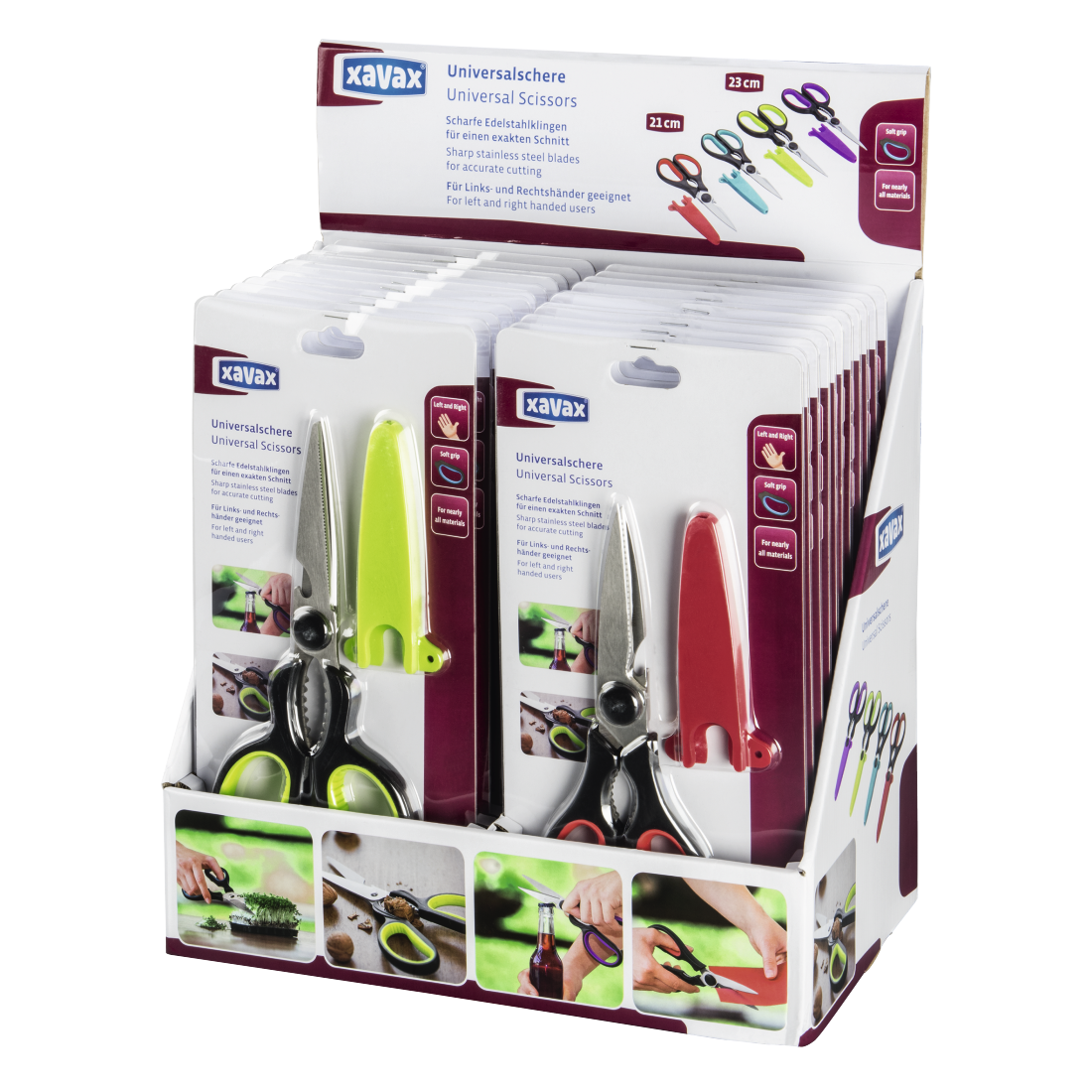 XAVAX 111546 Universal Scissors, Sorted by Colour, 24 Pcs in Display