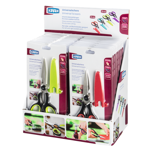 XAVAX 111546 Universal Scissors, Sorted by Colour, 24 Pcs in Display