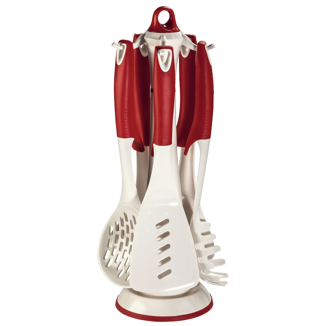 XAVAX 111577 Nylon Kitchen Tool Set, incl. rotating rack, 6 pcs., red/white