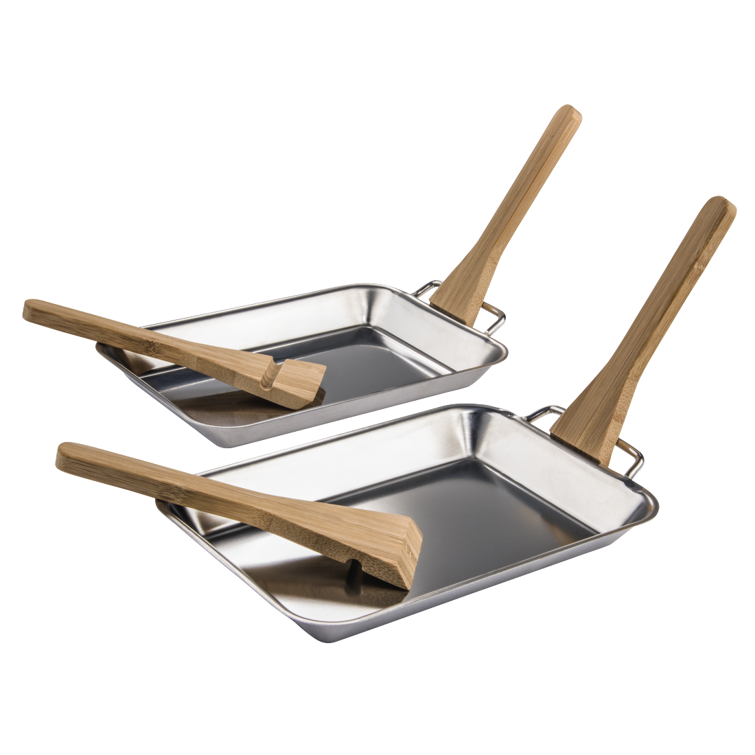 XAVAX 111579 Mini BBQ Pans, made of stainless steel, with bamboo spatulas, 6 pieces