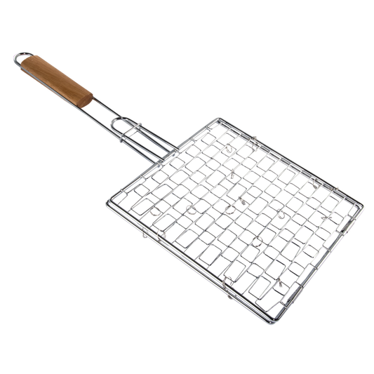 XAVAX 111584 Grilling Basket, coated, with wooden handle, 25 x 25 cm