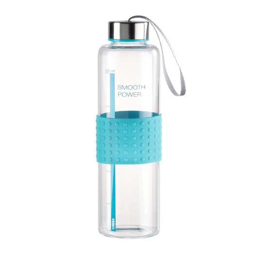 XAVAX 111599 "Smooth Power" Glass Drinking Bottle, 0.5 l, turquoise