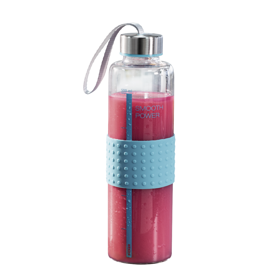 XAVAX 111599 "Smooth Power" Glass Drinking Bottle, 0.5 l, turquoise
