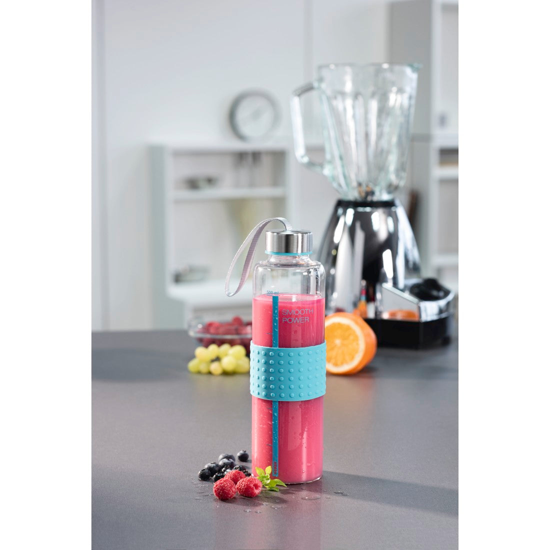 XAVAX 111599 "Smooth Power" Glass Drinking Bottle, 0.5 l, turquoise