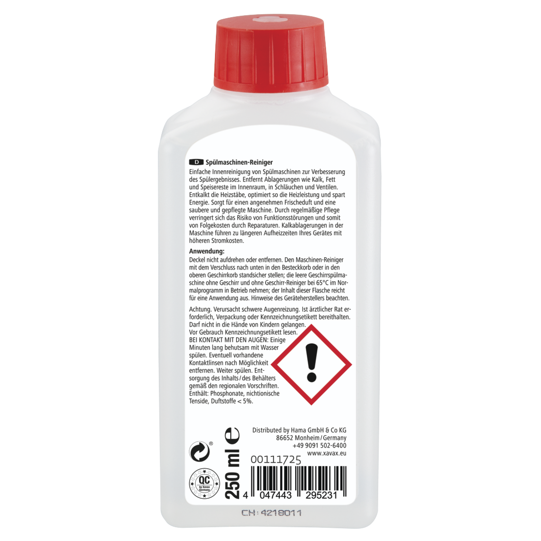 XAVAX 111725 Cleaner for Dishwashers with Fresh Fragrance, 250 ml