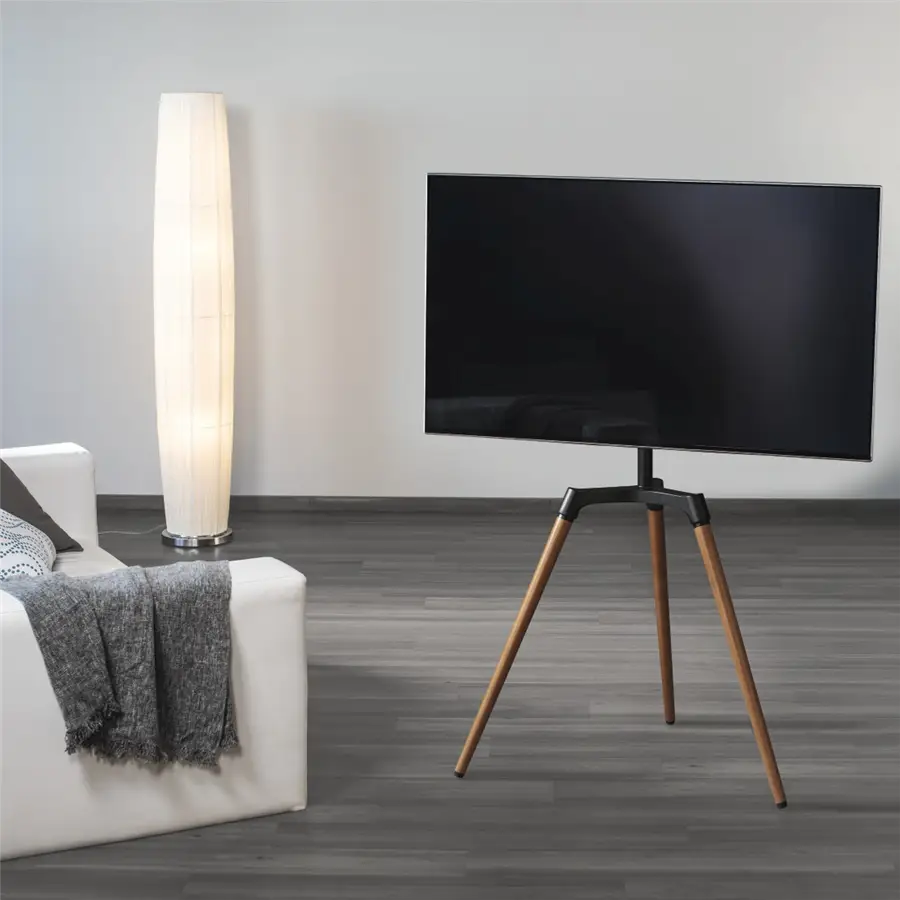 Hama 118091 REAL WOOD TV STAND, 165 CM (65), 400X400, SWIVEL, VARIABLE HEIGHT, BLACK