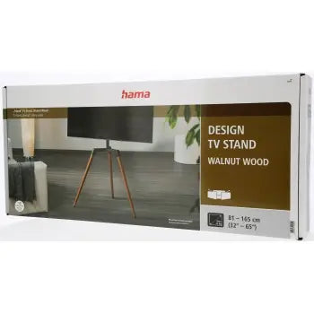 Hama 118091 REAL WOOD TV STAND, 165 CM (65), 400X400, SWIVEL, VARIABLE HEIGHT, BLACK