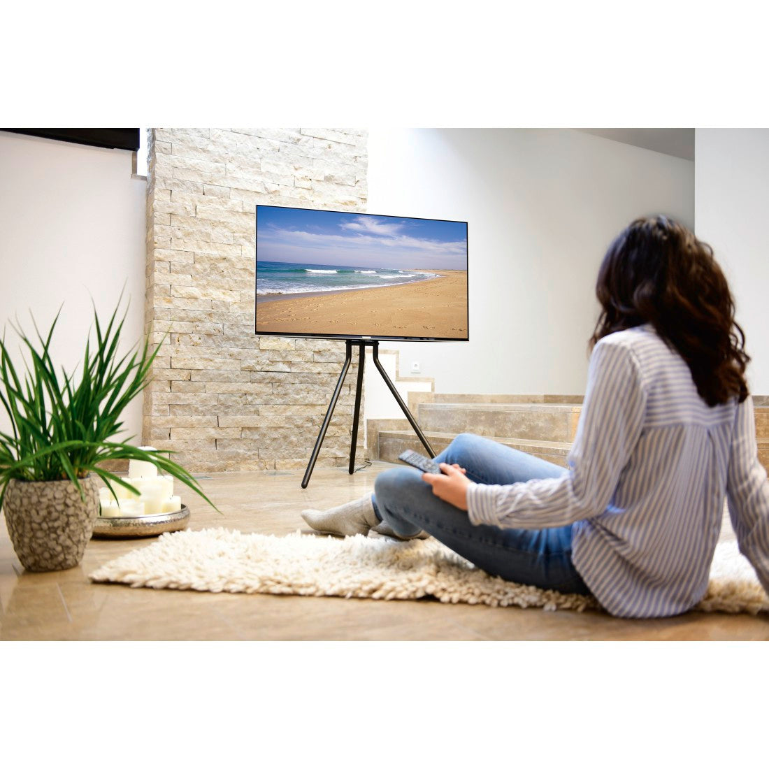 Hama 118099 "Easel design" TV Stand, 191 cm (75"), black Pedestal
