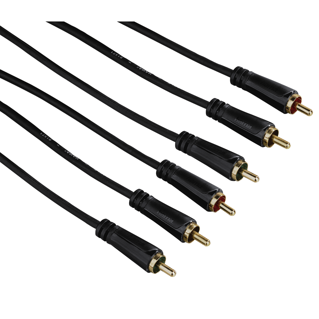 HAMA 122147 YUV connection cable, 3 cinch plugs - 3 cinch plugs, gold-plated, 1.5