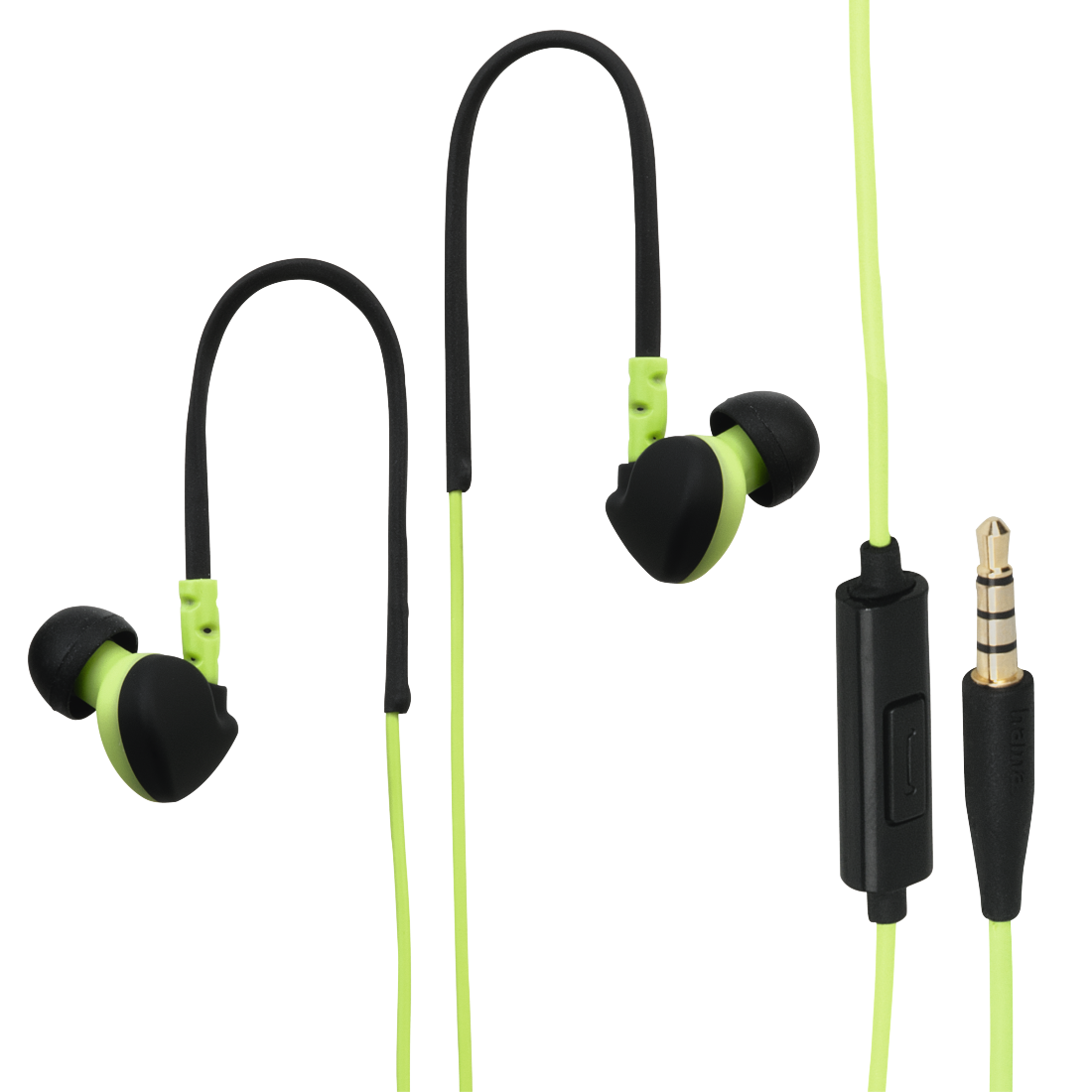 HAMA 135606 "Run" Clip-On Sport Earphones, black/green