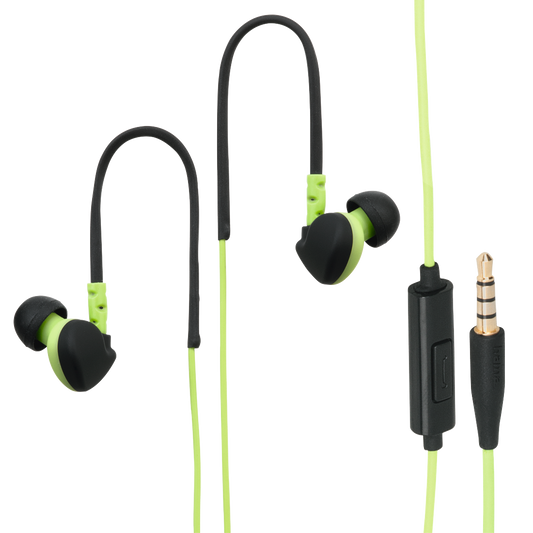 HAMA 135606 "Run" Clip-On Sport Earphones, black/green