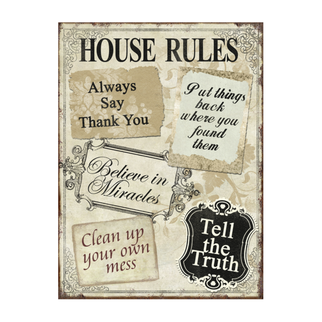 XAVAX 136314 HOUSE RULES DECROTION 26X35CM