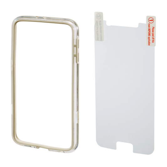 HAMA 136737 "Edge Protector" Cover for Samsung Galaxy S6 + Screen Protector, gold
