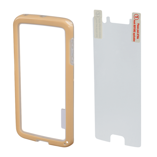 HAMA 136741 "Edge Protector" Cover for Samsung Galaxy S6 Edge + Screen Protector, gold