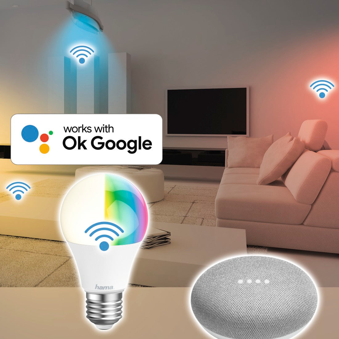 Hama 176547 WiFi-LED Light, E27, 10W, RGB, can be dimmed