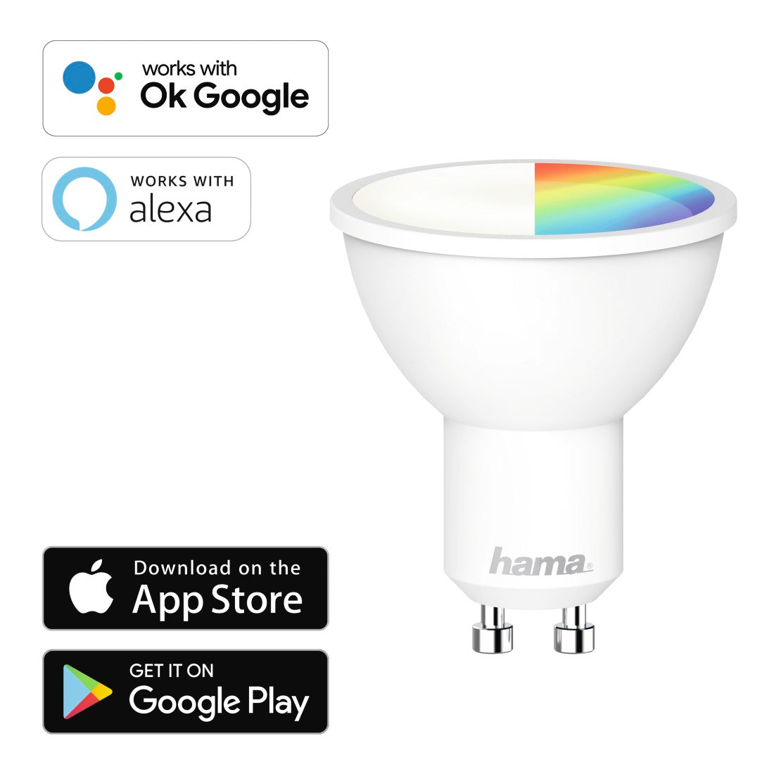 Hama176548 WiFi-LED Light, GU10, 4.5W, RGB, can be dimmed