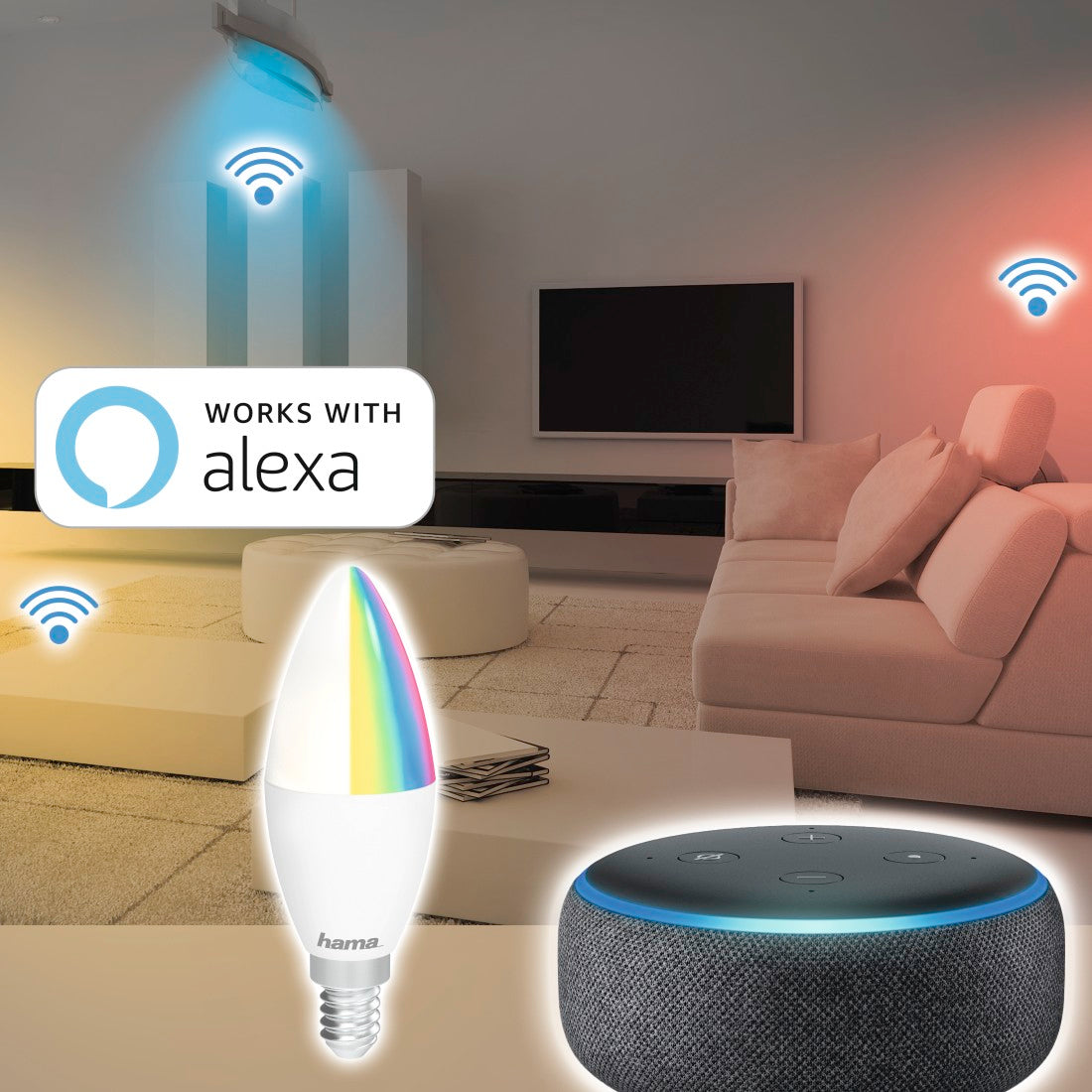 Hama 176549 WiFi-LED Light, E14, 4.5W, RGB, can be dimmed