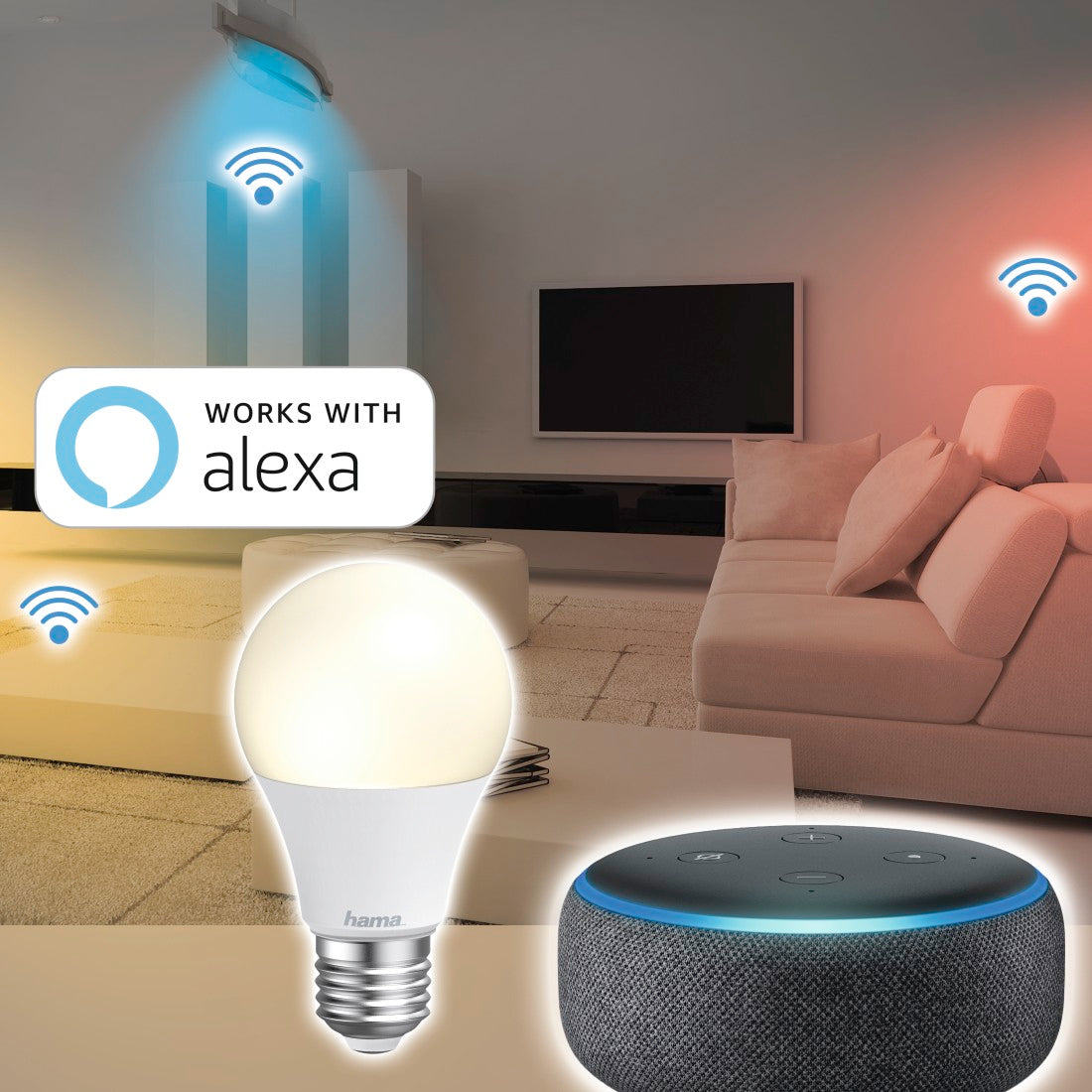 Hama 176550 WiFi-LED Light, E27, 10W, white, can be dimmed