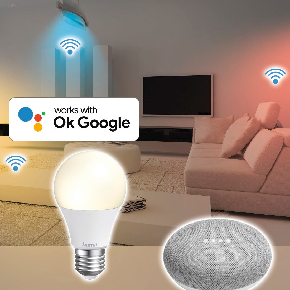 Hama 176550 WiFi-LED Light, E27, 10W, white, can be dimmed