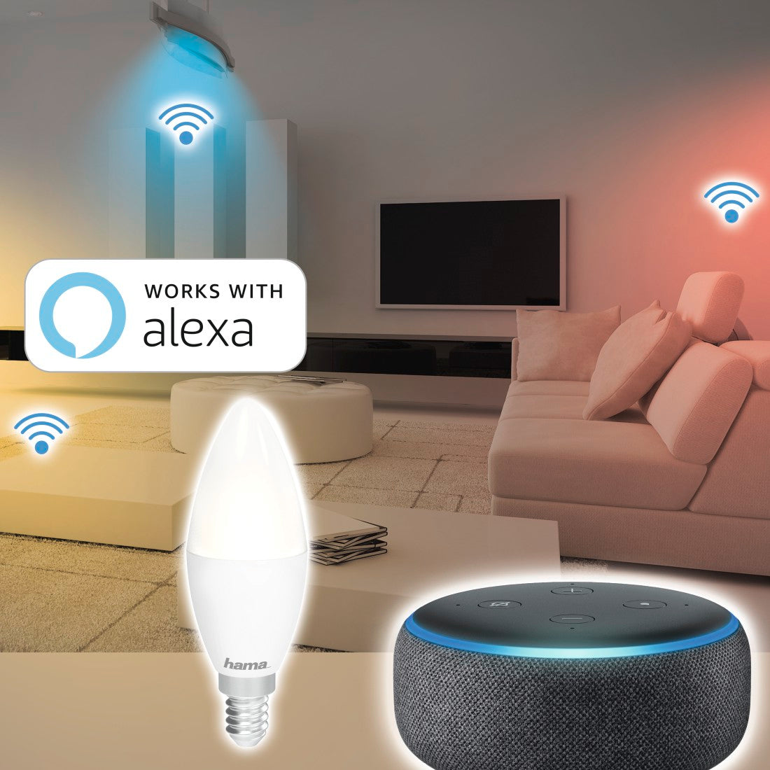 Hama 176559 WiFi-LED Light, E14, 4.5W, white, can be dimmed