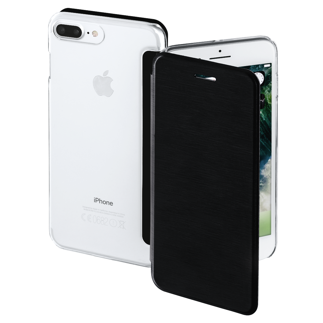 HAMA 177829 "Clear" Booklet Case for Apple iPhone 7 Plus/8 Plus, black