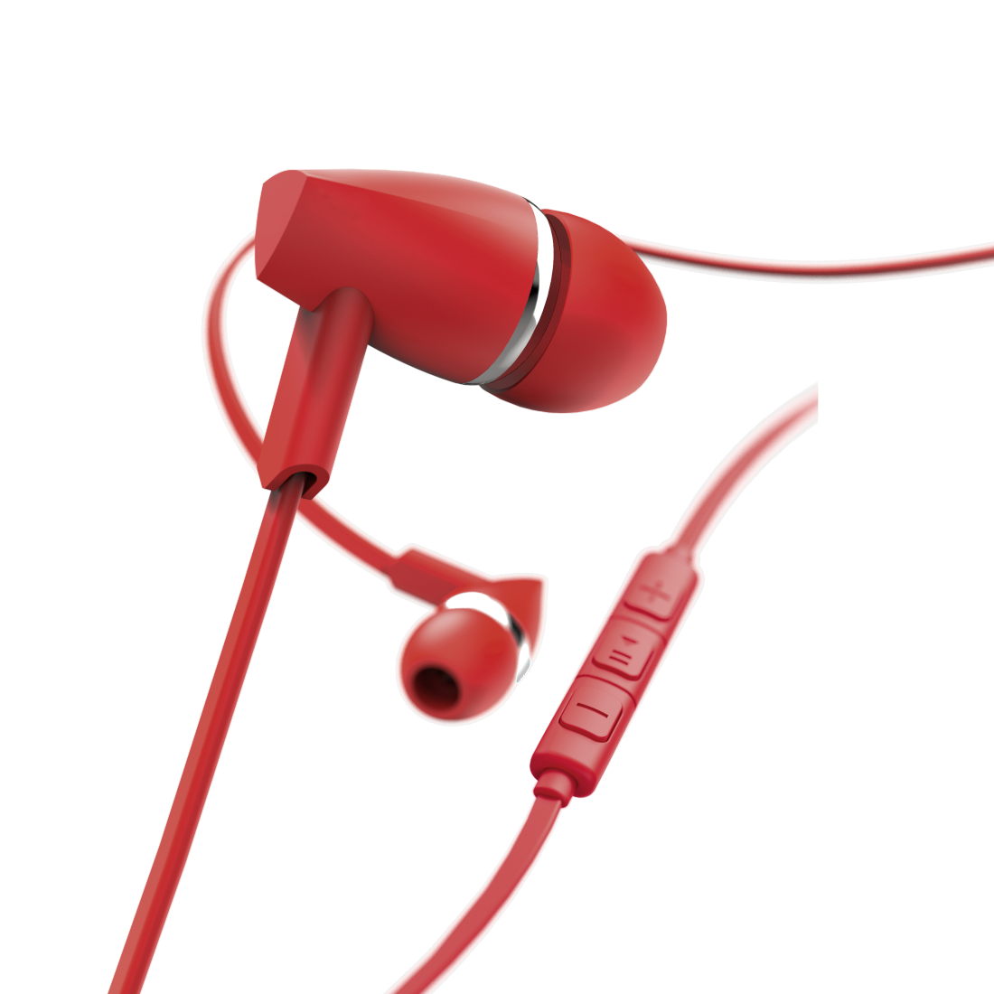 HAMA 184010 "JOY” HEADPHONES, IN-EAR, MIC,FLAT RIBBON CABLE, RED