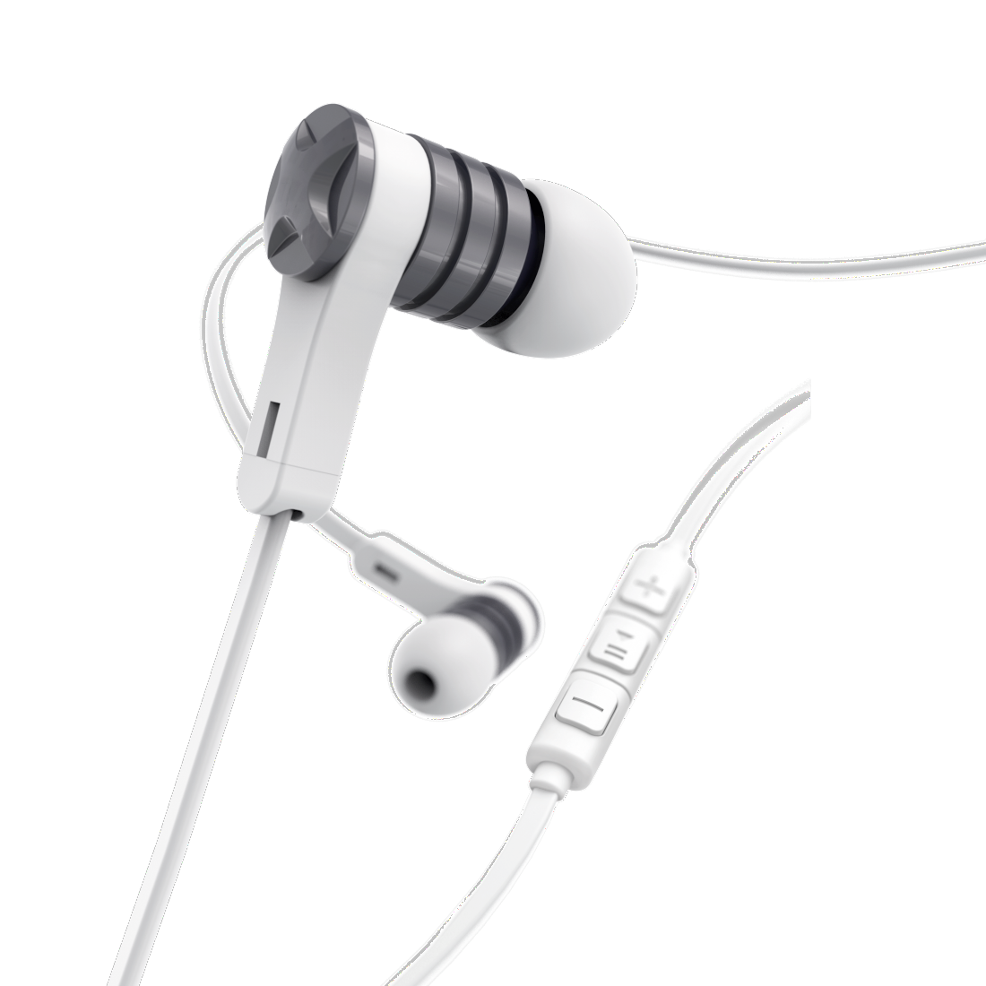 HAMA 184019 "INTENSE” HEADPHONES, IN-EAR, MIC, FLAT RIBBON CABLE, WHITE/GREY
