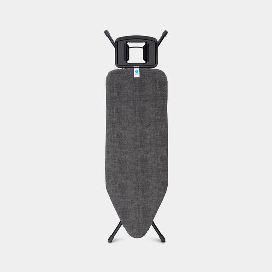 Brabantia 134609 Iron Table C,124x45 cm Solid Steam Iron Rest, 25mm Black Frame Denim Black