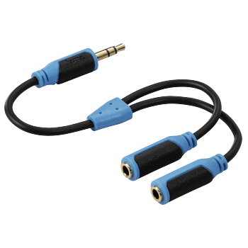 Hama 108394 "Super Soft" Audio Splitter, 3.5 mm-stereo jack – 2x stereo plug, blue