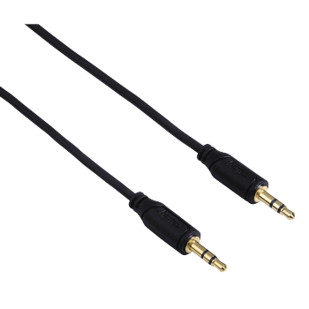 Hama 135780 "Flexi-Slim" 3.5 mm Audio Jack Cable, gold-plated, black, 0.75 m