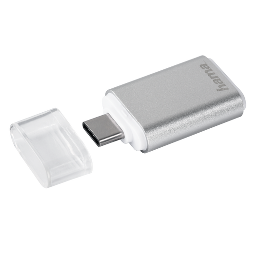 Hama 181020 USB 3.1 Type C OTG Card Reader, MicroSD - Silver