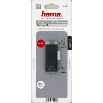 HAMA 135753 USB 3.1 SD/MIC.SD CARD READER GREY