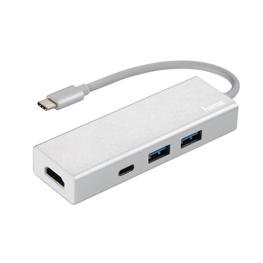 HAMA 135756 USB 3.1 TYP-C HUB 1:3 "ALUM",2XUSB-A, 2XUSB-C,HDMI™,BUS-POWERED