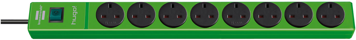 BRENNENSTUHL 1150613198 8-way extension lead (3m cable and switch, casing made of break-proof polycarbonate) colour: green