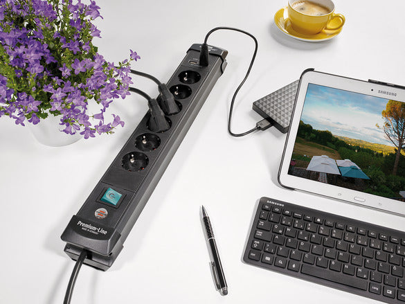 BRENNENSTUHL 1951160601 Premium-Line Extension Socket With USB-charger 6-way black 3m H05VV-F 3G1.5