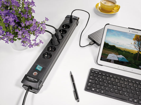 BRENNENSTUHL 1951160601 Premium-Line Extension Socket With USB-charger 6-way black 3m H05VV-F 3G1.5