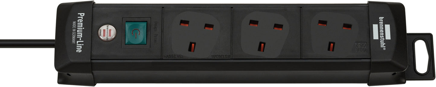Brennenstuhl 1955133100 Premium-Line Extension Lead 3-way light grey/black 3meter  H05VV-F 3G1.5 with switch