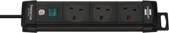 BRENNENSTUHL 1951133101 Premium-Line Extension Socket 3-way black 5m H05VV-F 3G1.5 with switch